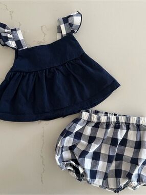 Navy Gingham Dress Set